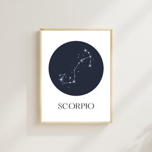 Schorpioen sterrenbeeld sterrenbeeld print | Digitale download | Afdrukbare muurkunst sterrenbeeld | Hemelse astrologieposter | Cadeau-idee Schorpioen