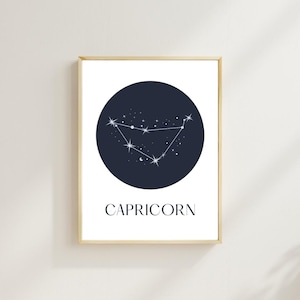 Capricorn Zodiac Sign Wall Art | Constellation Digital Print | Modern Astrology Poster | Celestial Star Sign Decor | Instant Download