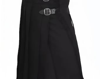 Handmade Black Tartan Kilt Traditional Scottish Highland Scottish Dress Custom Tailored