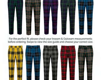 Men's Tartan Golf Pants Scottish Trews Plaid Trousers Highland Wear Custom Tailored Trews