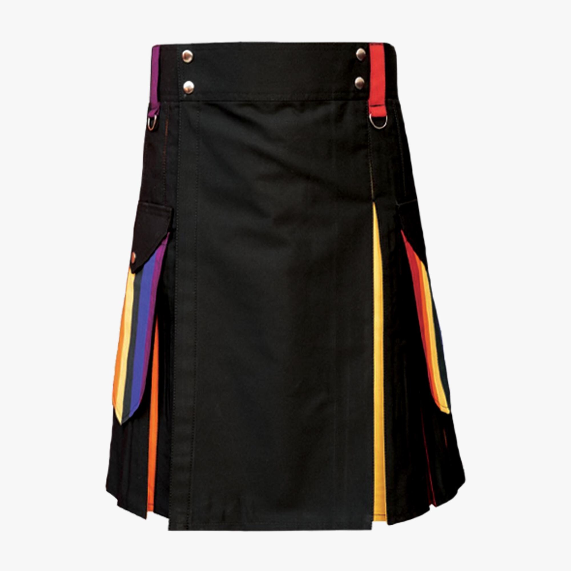 Schottischer Regenbogen Hybrid Kilt - Pride Kilt-LGBT Gay Kilt - Österreich