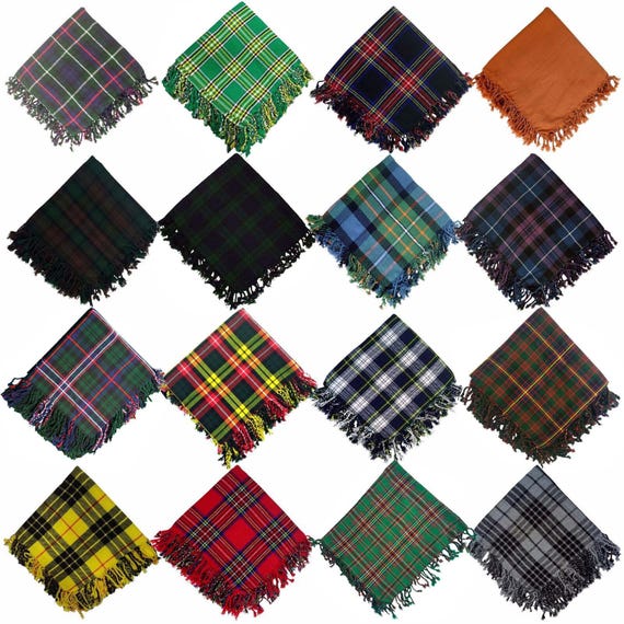 Mens Scottish Tartan Fly Plaid Acrylic Wool Highland Kilt Accessory