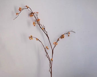 53.5" Real Touch Orange Berry Branch - High Quality Faux Autumn Harvest Stem, Realistic Artificial Loquat Berries for Fall Centerpiece, gift