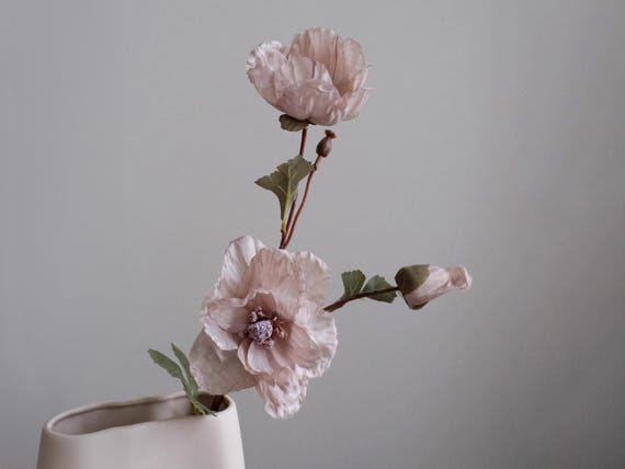 Faux Poppy Stem: 27.56" | High Quality Artificial Flowers | Silk Branch for Wedding | Home Décor | Centerpieces | DIY Flora | Arrangements