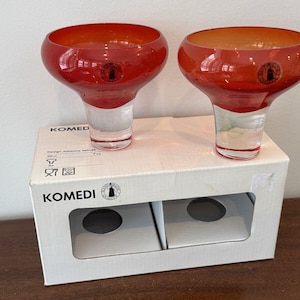 New Ikea Fiery Red Komedi Cocktail Martini Glasses Johanna Jelinek Retired Set 2