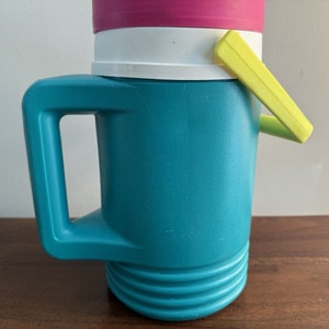 Vintage Playmate Half Gallon Retro Jug Thermos 90s Teal Pink Colorful
