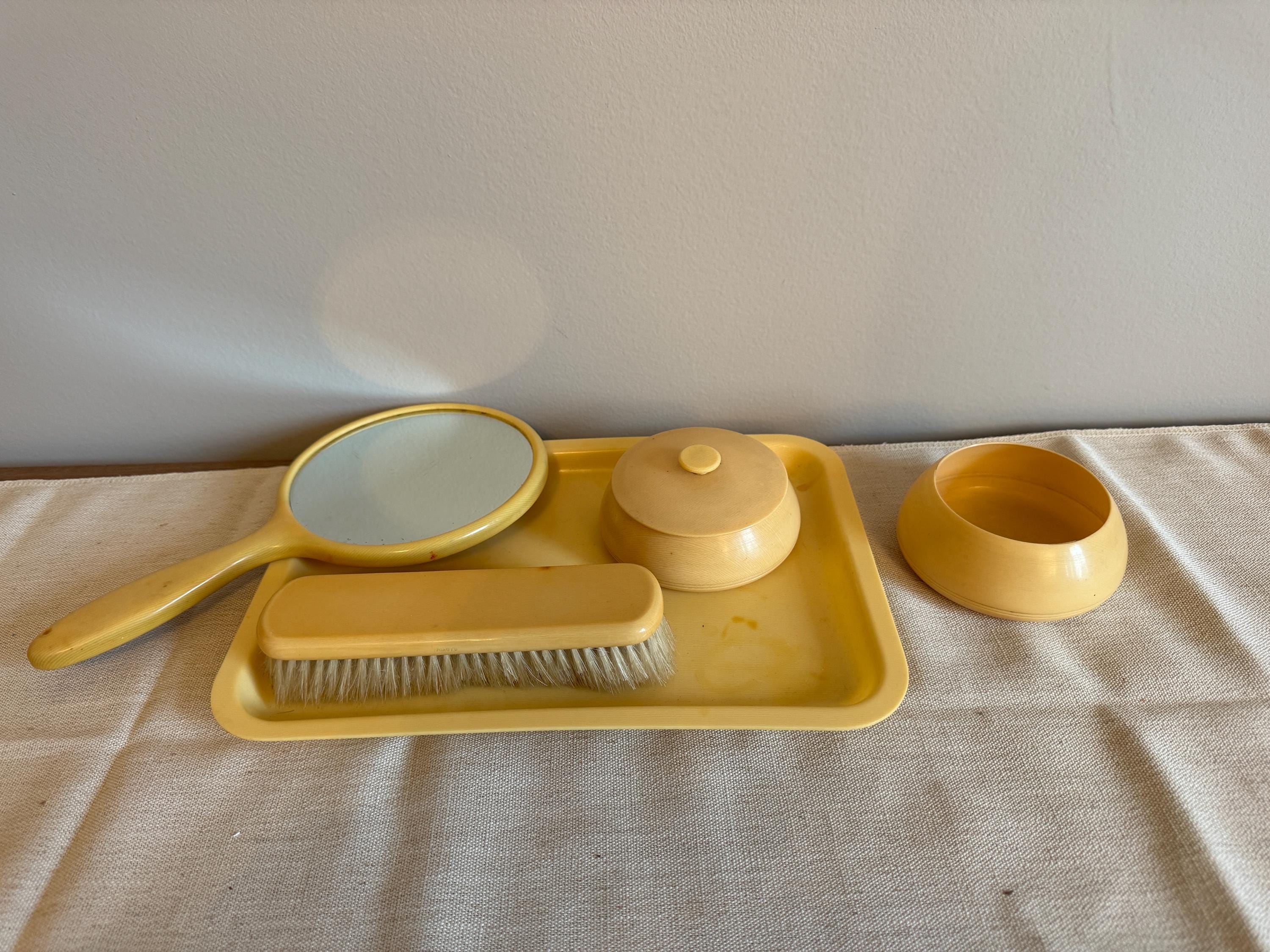 Antique ceramic comb and brush box Vintage Victorian Hairbrush and Comb - Etsy main image 3