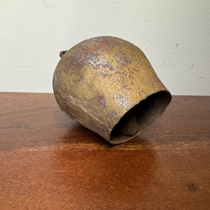 Old Vintage Metal Handmade Bell - Wooden Ringer Antique Cow Bell