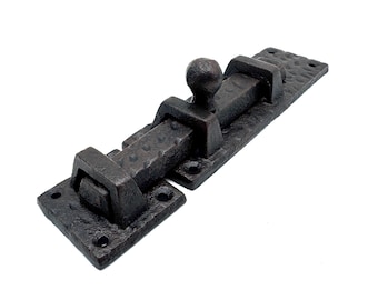 Vintage Primitive Style Black Rustic Cast Iron Slide Bolt Lock Barn Door Gate Hardware Latch Industrial