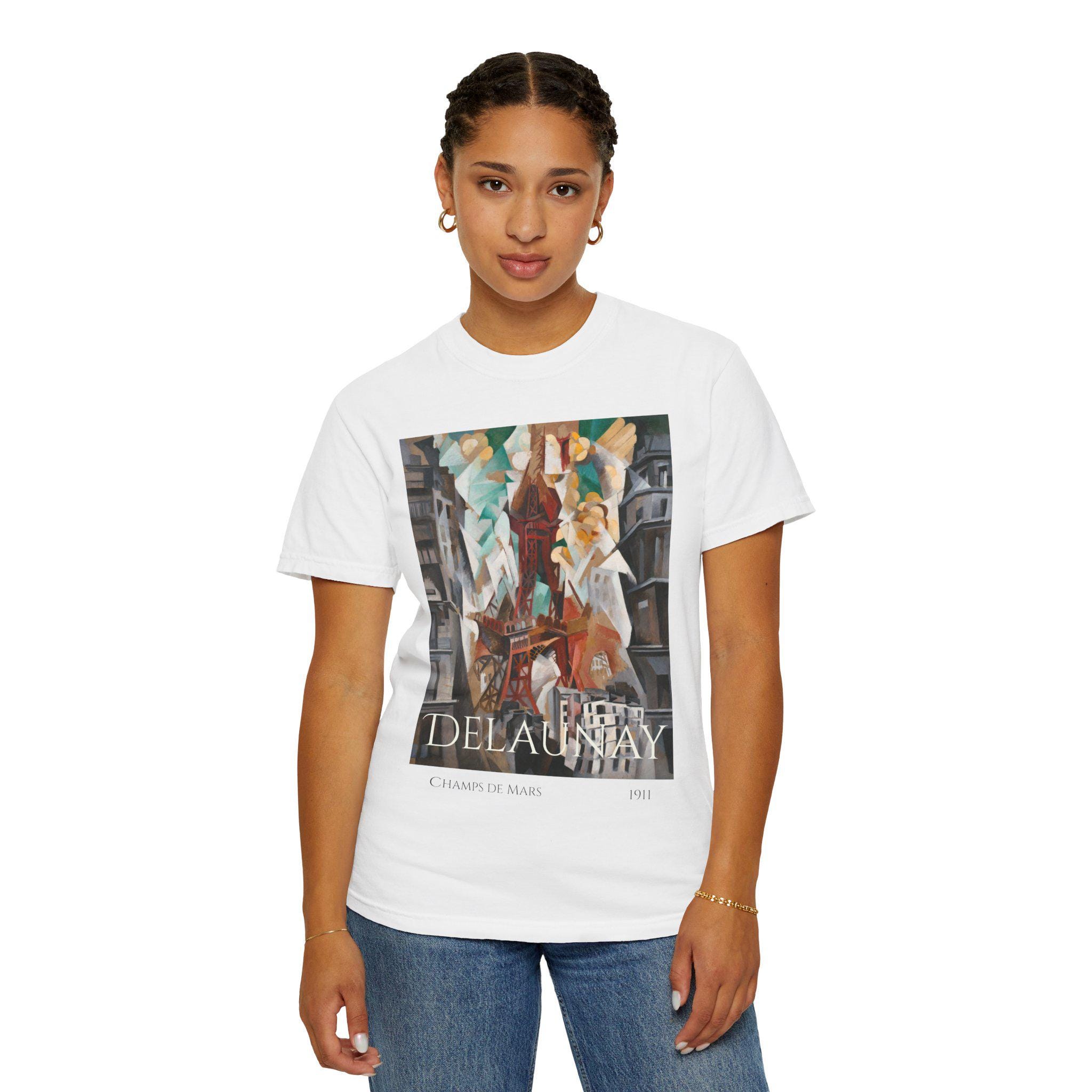 Champs de Mars: La Torre Rossa 1911/23, Robert Delaunay, T-shirt unisex in cotone pesante, francese, La Torre Eiffel Francia, T-shirt con grafica artistica