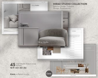 Interior Design Presentation Template: Canva, PowerPoint Mood Board (Digital Download)