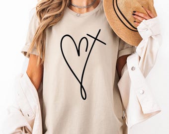 Minimalist Christian Heart T-Shirt, Faith Inspired Apparel