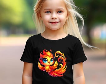 Camiseta de bebé fénix, adorable camiseta de pájaro de fuego para niñas