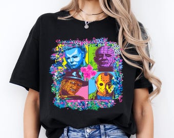 Retro Horror Icons T-Shirt, 90s Style Scary Movie Tee