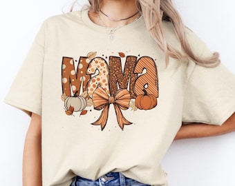 Fall Mama Shirt: Pumpkin Bow Graphic Tee - Thanksgiving Gift