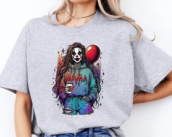 Mama Clown Halloween T-Shirt: Spooky Horror Graphic Tee