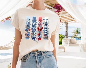 Nautical Lighthouse T-Shirt, Salty Beach Vibes, Coastal Summer Tee