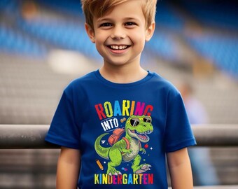 Roaring Into Kindergarten T-Rex Shirt, First Day of School Tee