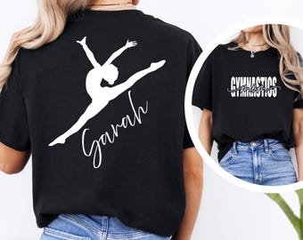Personalized Gymnastics Mom Sweatshirt, Gymnast Silhouette Back Design