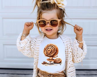 Cinnamon Bun Ballerina Kids T-Shirt, Custom Name Birthday Outfit