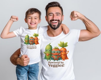 Camiseta gráfica vegetariana divertida, camisa familiar de comida saludable a juego