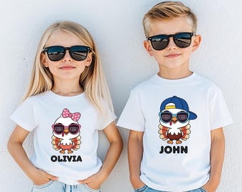 Personalized Kids Thanksgiving Turkey T-Shirt, Custom Toddler Tee