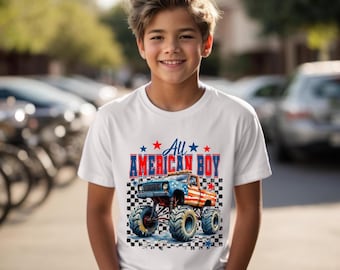 Patriotic Monster Truck USA Flag T-Shirt, 4th of July Gift