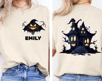 Personalized Halloween Shirt, Pumpkin Ghost Front/Back Print