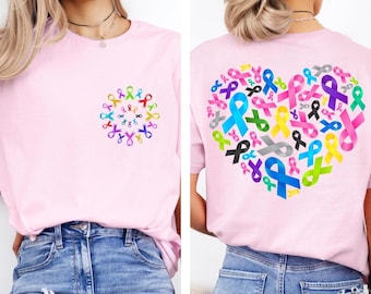 Cancer Awareness Ribbon Heart T-Shirt - Survivor Gift