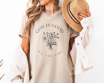 Wildflower Christian T-Shirt, God Is Good - Faith Based Gift T-Shirt