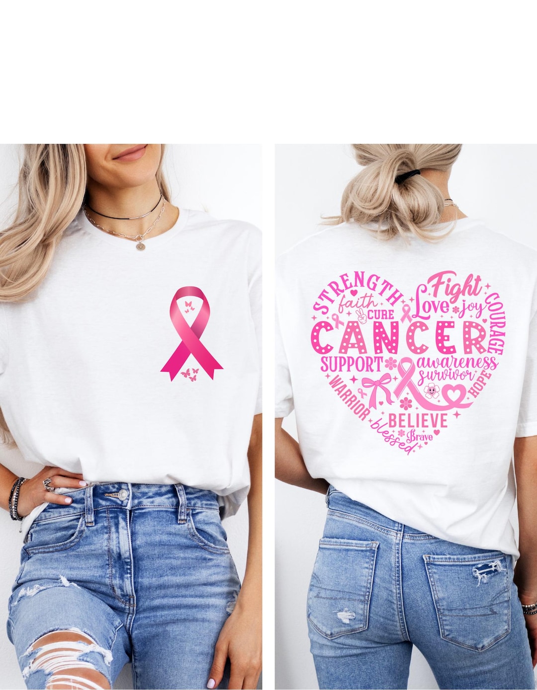 Pink Ribbon Breast Cancer Awareness Shirt, Survivor Support Tee - Etsy