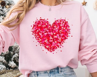 Heart Confetti Sweatshirt, Romantic Valentine's Day Graphic Tee