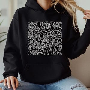 Spider Web Hoodie, Halloween Spiderweb Sweatshirt, Gothic Pullover, Creepy Cute Fall Hoodie, Aesthetic Web Design Shirt, Halloween Shirt
