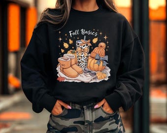 Leopard Pumpkin Coffee Sweatshirt, Cozy Autumn Pullover