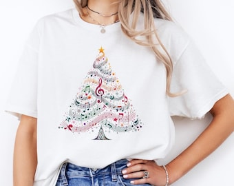 Christmas Music Tree Shirt: Holiday Graphic Tee for Music Lovers