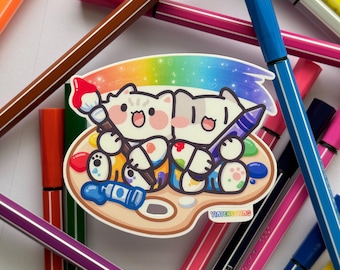 Artist Cats Sticker: Kawaii Glossy vinyl stickers