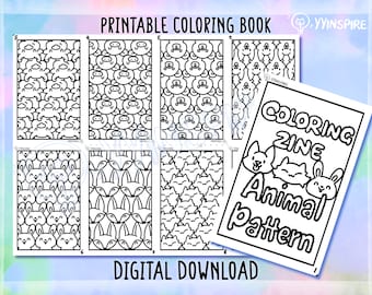 Djurmönstermålarbok Zine: Utskrivbar minimålarbok (PDF)