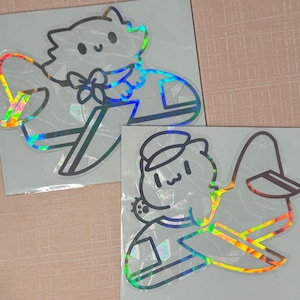 Airplane cute cats Suncatcher, window art for cat lover, rainbow maker decal sun catcher, self adhesive window cling, Window Sticker