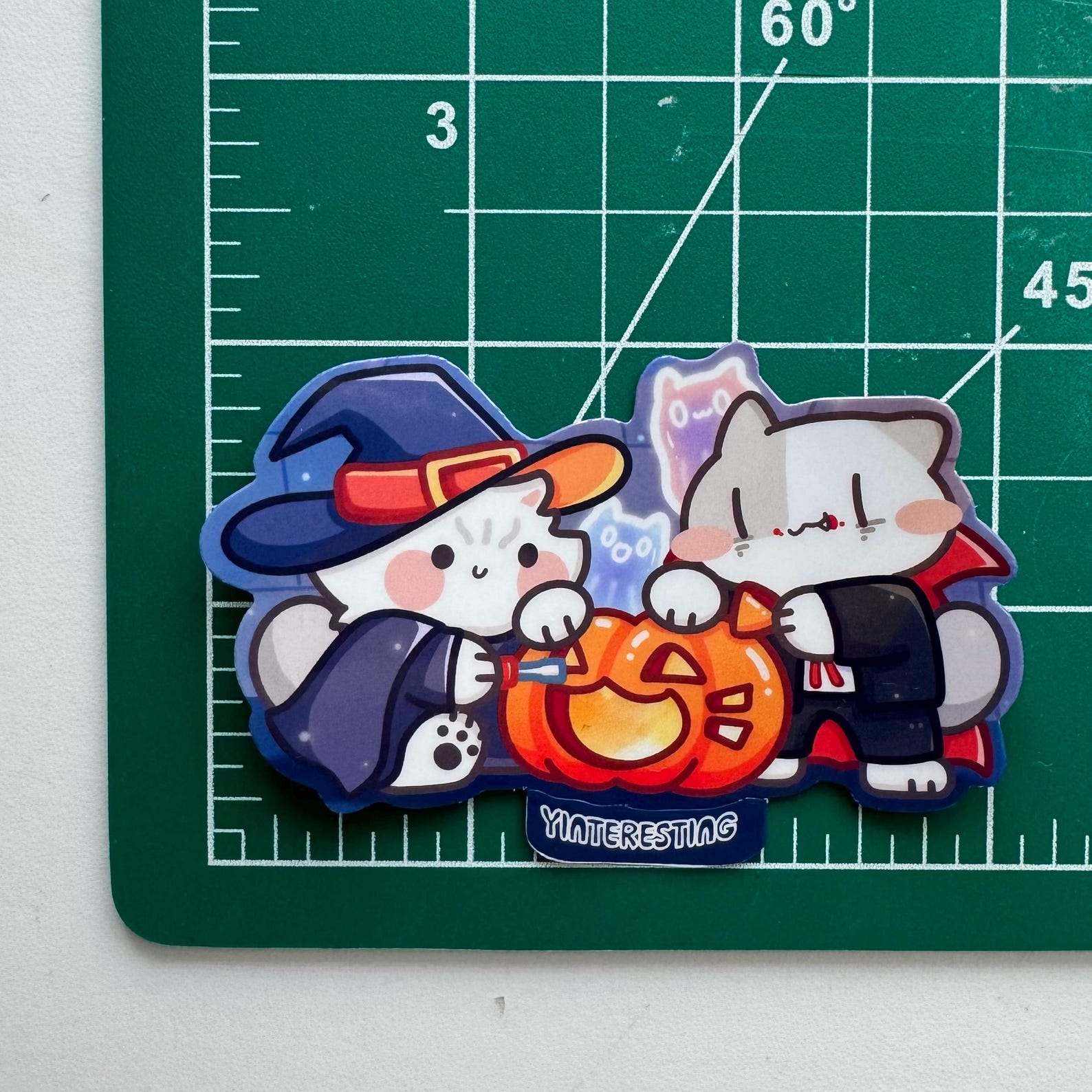 Halloween Jack O Lantern Pumpkin Cats Stickers, Glossy Die Cut Sticker ...