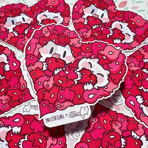 Herz unyos Niedlicher Katzenaufkleber, Kawaii Herz Glitter Vinyl Die Cut Aufkleber, perfektes Geschenk für Katzenliebhaber, Amaoto x Yinteresting Collab Aufkleber