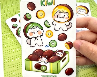 Arkusz naklejek „Kiwi Cat”: Błyszczące naklejki winylowe