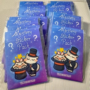 Mystery 1-Zoll-Aufkleberflocken, süße Katzen, 15 Mini-Glossy-Stickerflocken, perfekt für Laptops und Geschenk für Katzenliebhaber
