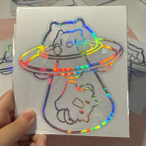 UFO aliens cat Suncatcher, window art for cat lover, rainbow maker decal suncatcher, self adhesive window cling, Window Sticker