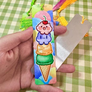 Ice Cream Cat Metal Bookmark: Book Lover Gift