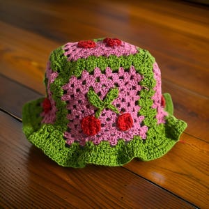 Cherry Crochet Bucket Hat