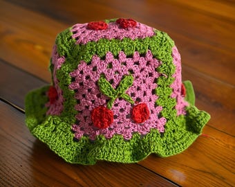 Cherry Crochet Bucket Hat