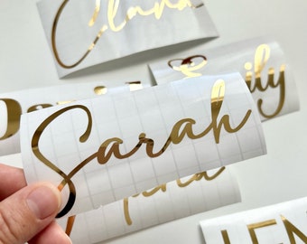 Vinyl sticker, glossy gold, personalized sticker, name lettering, personalized sticker, vinyl lettering, personalized stickers