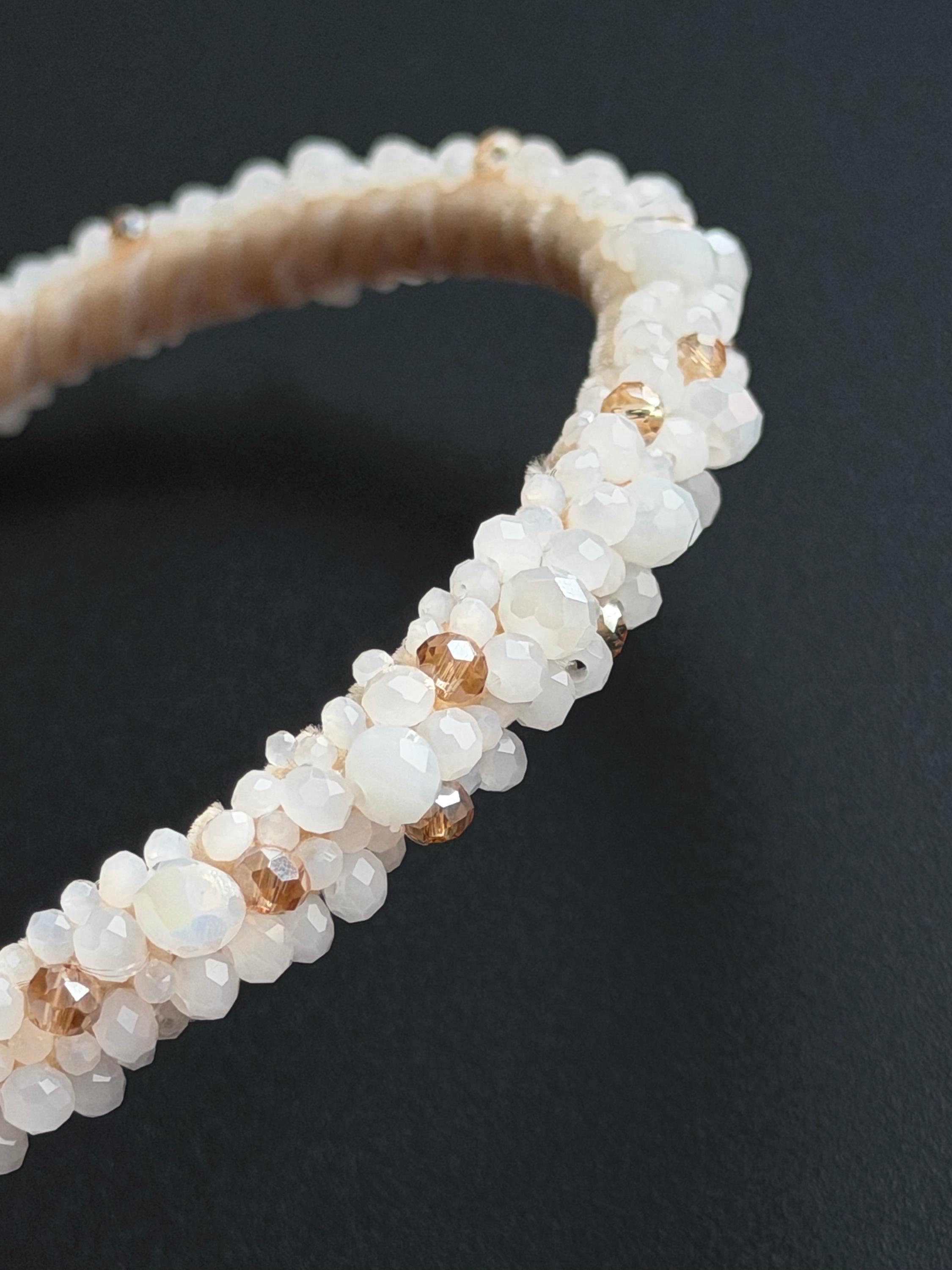 Handmade Pearl Beaded Headband, Ivory Crystal Wedding Hair Accessory - Etsy