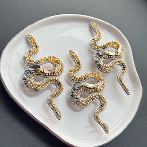 Gold Beaded Snake Brooch Set, Handmade Serpent Jewelry, Gothic Lapel Pins, Unique Gift for Her, Summer Fashion Accessory, Ukrainian Brooch