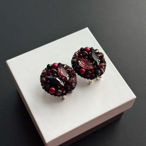 Stud Earrings, Gift For Her, Beaded Earrings, Burgundy Earrings, Personalized Gift, Unique Holiday Earrings, Gift For Mom, Valentines Gifts